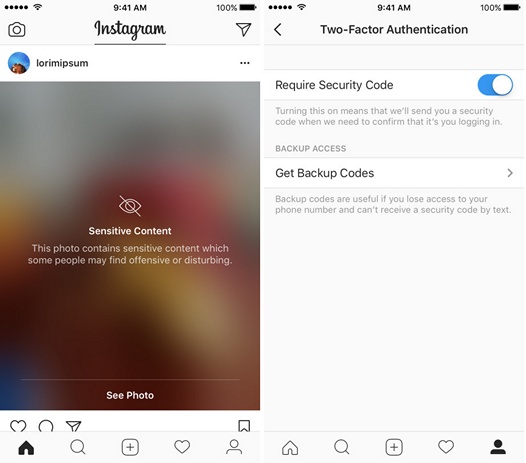 Программы для мобильных. Instagram получил двухфакторную аутентификацию и предупреждения о нежелательном контенте