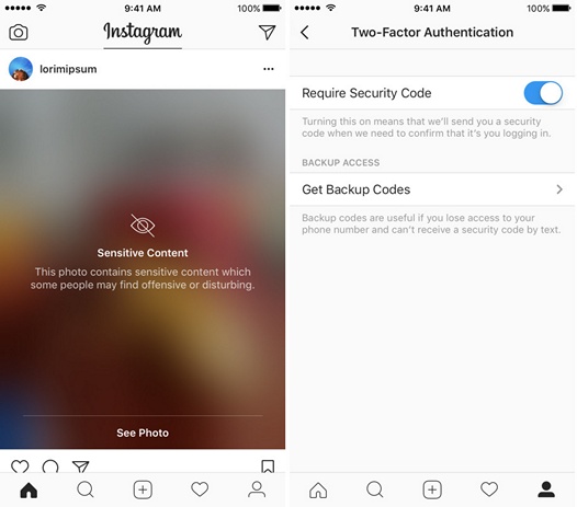 Программы для мобильных. Instagram получил двухфакторную аутентификацию и предупреждения о нежелательном контенте