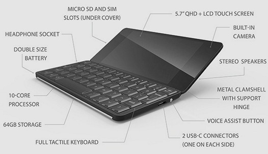 Gemini PDA: 5.7-дюймовый раскладной смартфон с клавиатурой и двумя операционными системами на борту за $300