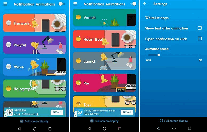 Новые приложения для Android: Notification Animations — новый способ оповещения о наличии уведомлений