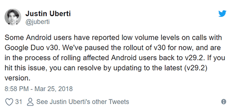 Google Duo v30 страдает плохой слышимостью и Google решила откатить приложение на старую версию
