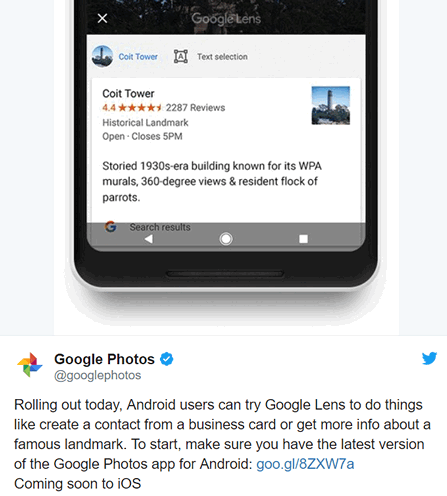 Возможности Google Lens стали доступны пользователям Google Фото