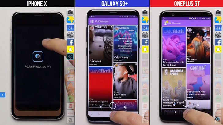 OnePlus 5T обошел Samsung Galaxy S9+ и iPhone X в тестах на скорость работы с реальными приложениями (Видео)