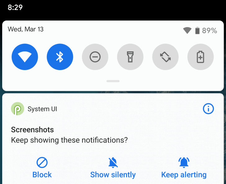 Android Q. Длинное нажатие на уведомления в шторке теперь отображает больше функций управления ими