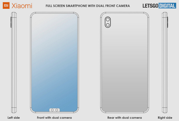 Смартфоны Xiaomi с двойной селфи-камерой в нижней части экрана в патенте производителя
