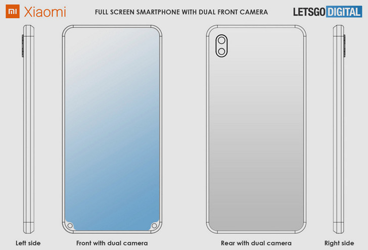 Смартфоны Xiaomi с двойной селфи-камерой в нижней части экрана в патенте производителя