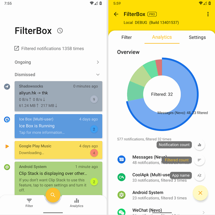 Новые приложения для Android. FilterBox — удобный и красивый менеджер уведомлений