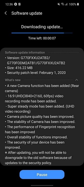 Samsung Galaxy S10 Lite получил обновление, которое несет с собой запись видео 4K на скорости 60 к/сек и прочие улучшения камеры