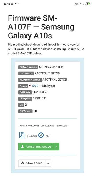 Samsung Galaxy A10s Android 10