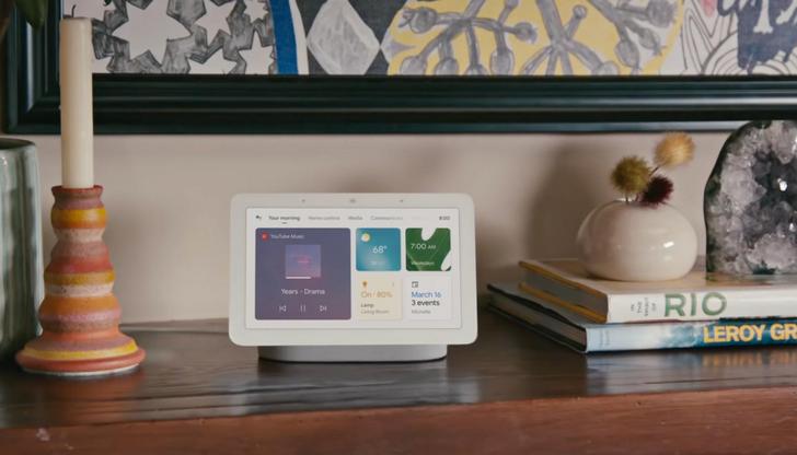 Google Nest Hub. Новая модель умного дисплея оснащенная семидюймовым экраном и сенсором Soli, как у смартфонов Pixel 4