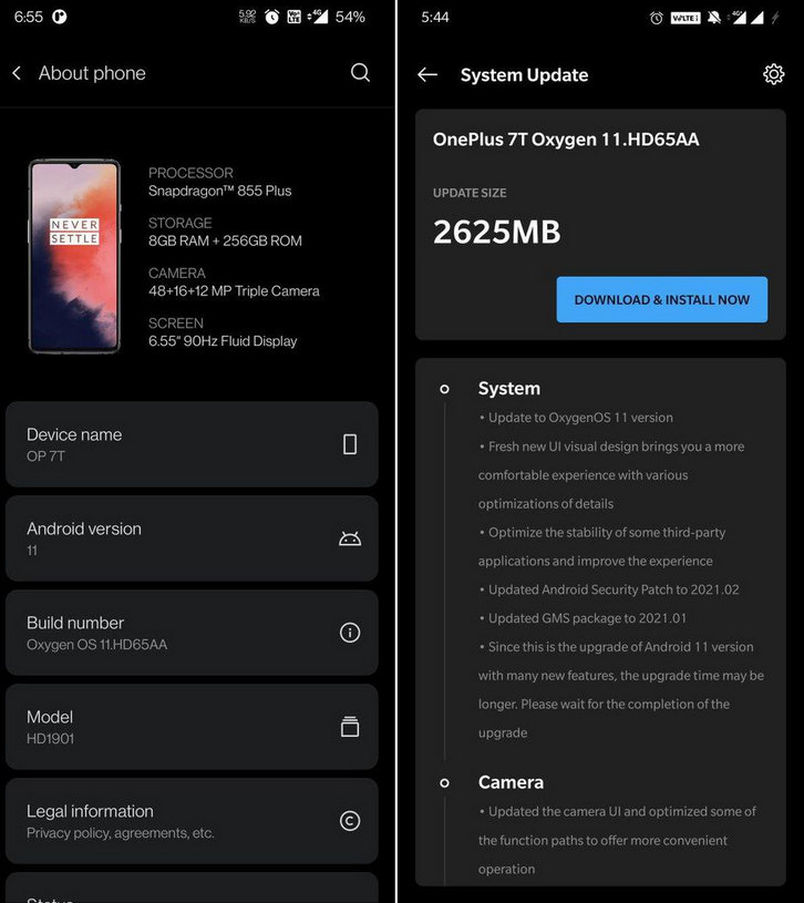 Обновление Android 11 для OnePlus 7, OnePlus 7 Pro, OnePlus 7T и OnePlus 7T Pro. Стабильные сборки новых заводских прошивок выпущены 