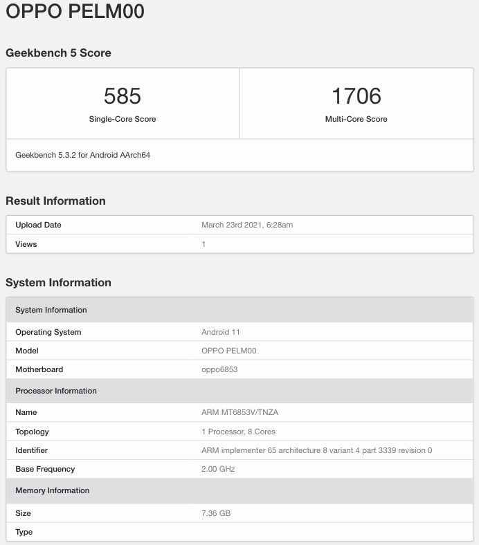 Новый смартфон OPPO замечен на сайте Geekbench с процессором Dimensity 800U на борту. Reno5 Lite на подходе?