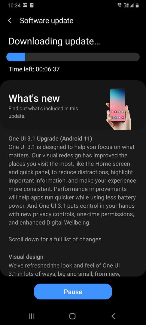 One UI 3.1 для Galaxy A70S