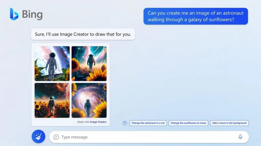 Microsoft Bing Image Creator создает изображения из текстовых описаний с помощью искусственного интеллекта