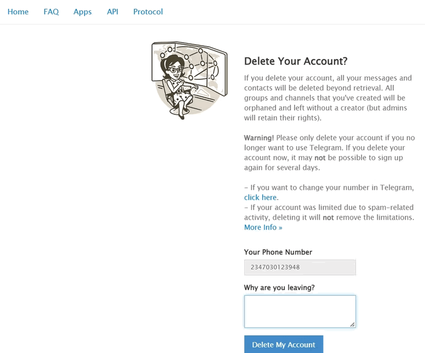 Если вы больше не хотите пользоваться Telegram, удалите свой аккаунт