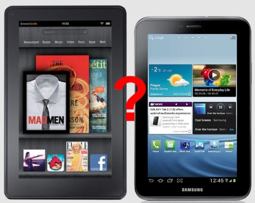 Планшетные компьютеры Samsung Galaxy Tab 2 (7.0) и Amazon Kindle Fire