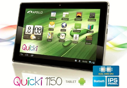 Планшет Apollo QUICKI 1150: два ядра, 10.1-дюймовый IPS экран и Android 4.1
