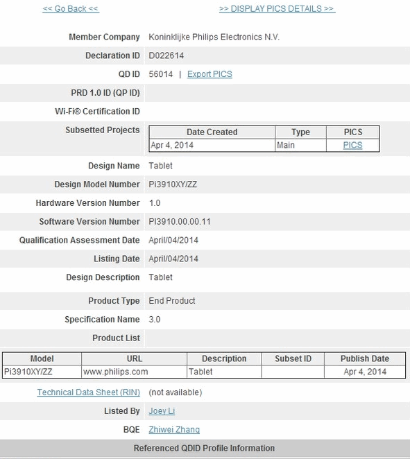 Philips Pi3910XY/ZZ. Новый планшет голландской компании на подходе