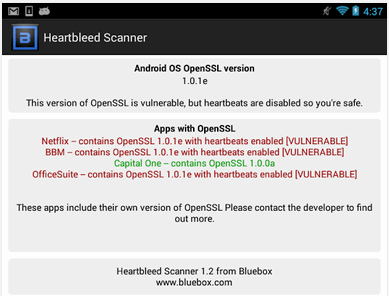 Новые программы для Android. Проверить планшет или смартфон на уязвимость Heartbleed можно с помощью Bluebox Heartbleed Scanner