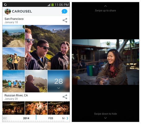 Новые программы для Android. Carousel от Dropbox – альтернатива Галерее Android с возможностью обмена фото и видео, а также впечатлениями о них с друзьями и знакомыми