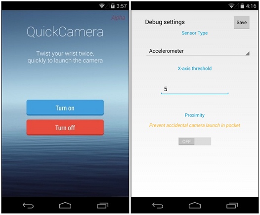 Программы для Android. QuickCamera - мгновенный доступ у камере вашего смартфона или планшета с помощью простого жеста