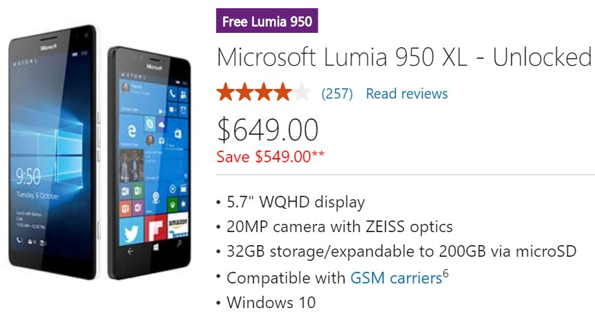 Купи Lumia 950 XL и получи в нагрузку Lumia 950 бесплатно: выгодное предложение от Microsoft