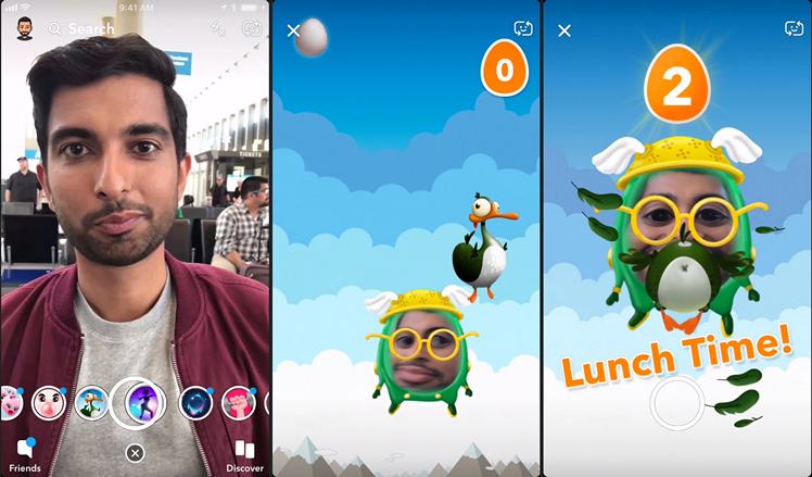 Snapchat представляет селфи-игры на основе дополненной реальности