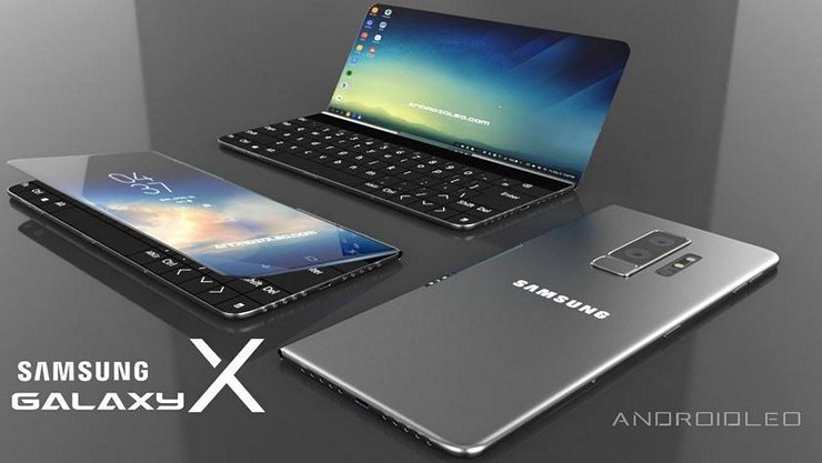 Samsung Galaxy X: один из концептов складывающегося смартфона, конвертируемого в карманный ноутбук (Видео)