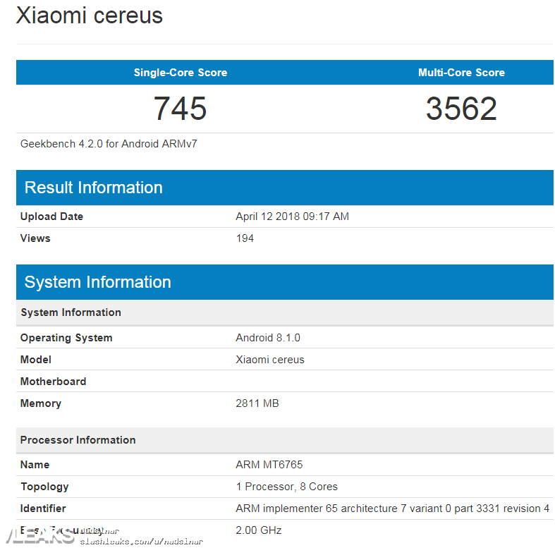 Xiaomi Cereus. Очередной недорогой смартфон китайского производителя готовится к выпуску