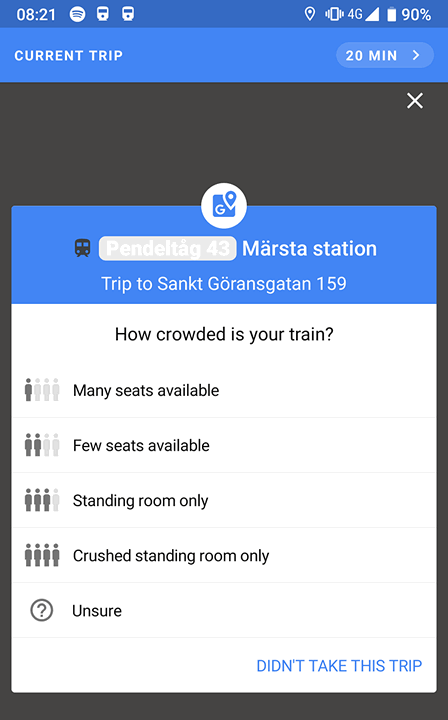 Google Карты будут спрашивать пассажиров метро, насколько заполнены их поезда