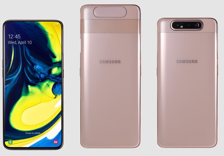 Samsung Galaxy A80. Слайдер с тройной поворотной камерой и процессором Snapdragon 675 на борту