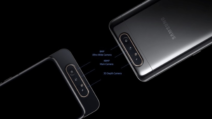 Samsung Galaxy A80. Слайдер с тройной поворотной камерой и процессором Snapdragon 675 на борту