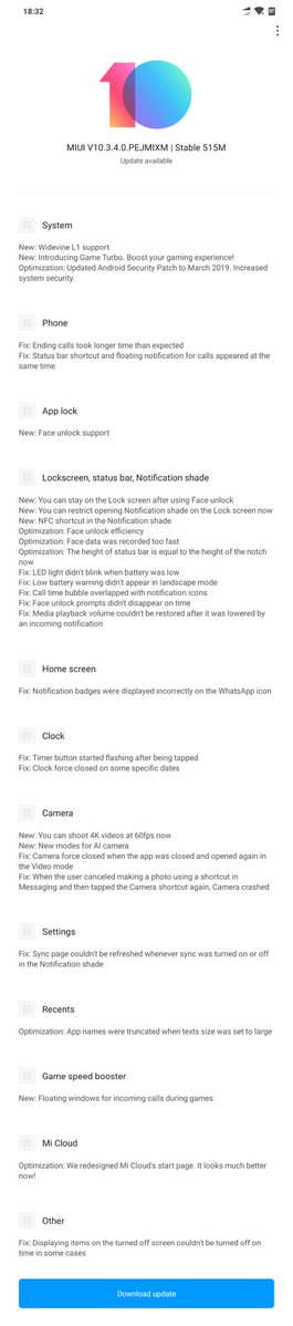 MIUI 10.3.4 Global Stable. Обновление для Xiaomi Pocophone F1 выпущено: запись видео 4K х 60 кадров/сек, Game Turbo, Widevine L1 и прочее