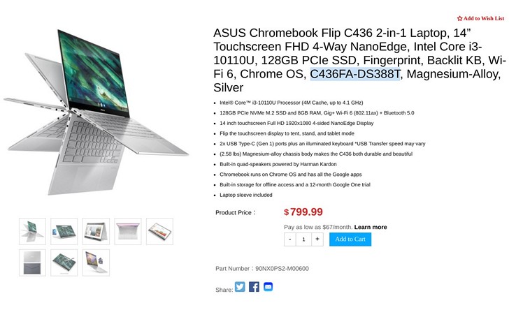 Asus Chromebook Flip C436. Конвертируемый в планшет хромбук на базе процессора Intel Comet Lake вскоре поступит в продажу. Цена – от $800