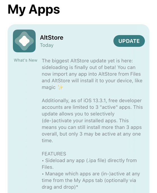 Приложения для iOS. AltStore 1.3 с более простой установкой сторонних приложений выпущено
