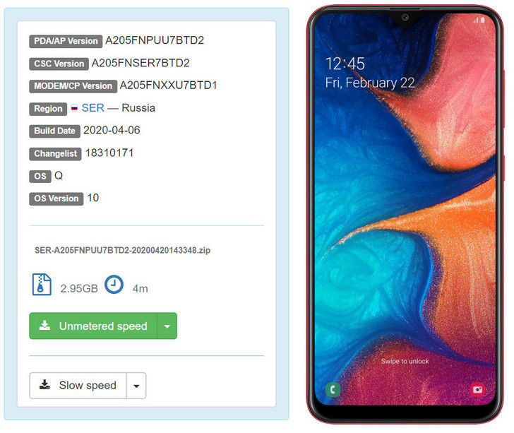 Samsung Galaxy A20. Обновление Android 10 выпущено и начало поступать на смартфон в составе оболочки One UI 2.0 в некоторых регионах