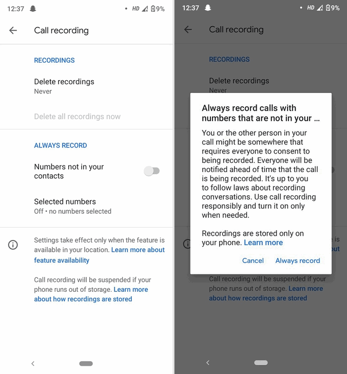 Автоматическая запись звонков с номеров, которых нет в списке ваших контактов появилась в приложении Телефон Google