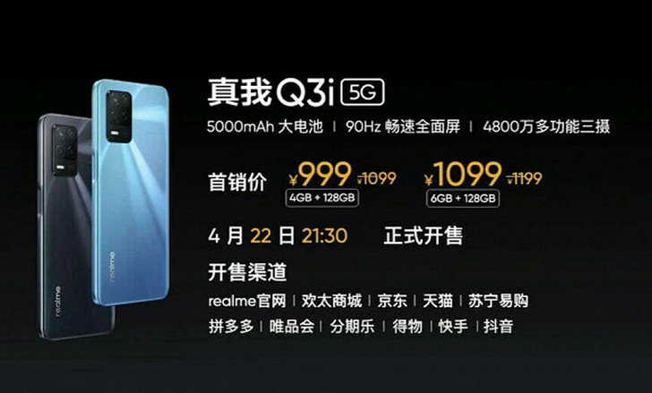 Realme Q3 5G и Realme Q3i 5G. Два новых смартфона среднего ценового сегмента официально представлены