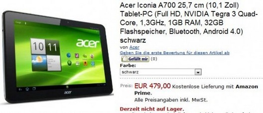 планшетный ПК Acer Iconia Tab A700