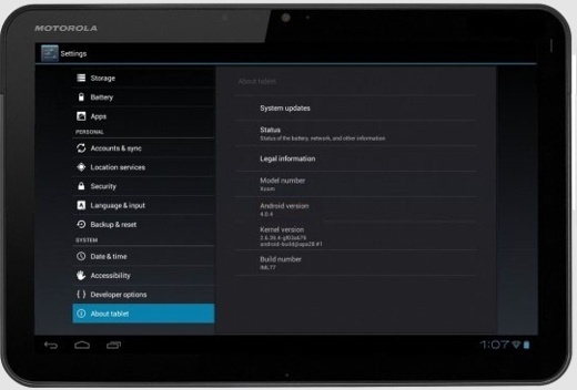 Планшетный ПК Motorola Xoom