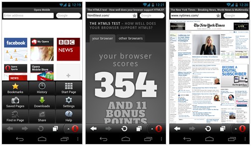 Новые приложения для Android. Оригинальная Opera Mobile для Android 