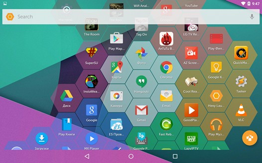 Новые программы для Android. Лончер Hexy Launcher от SwiftKey Greenhouse разместит значки приложений на экране смартфона или планшета в шестиугольных ячейках-сотах