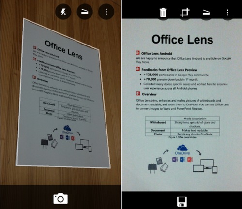 Microsoft Office Lens, позволяющее превратить ваш Android смартфон или планшет в карманный сканер документов появилось в Google Play Маркет