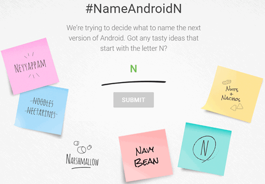 Google предлагает пользователям выбрать название для Android N