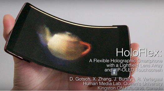 HoloFlex: гибкий смартфон с «голографическим» 3D экраном (Видео)