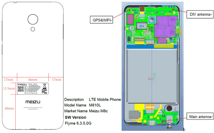 Meizu M8c. Очередной смартфон нижней ценовой категории замечен в материалах комиссии FCC