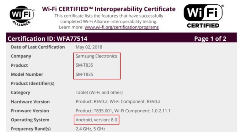 Samsung Galaxy Tab S4 на подходе: планшет успешно прошел сертификацию в Wi-Fi Alliance