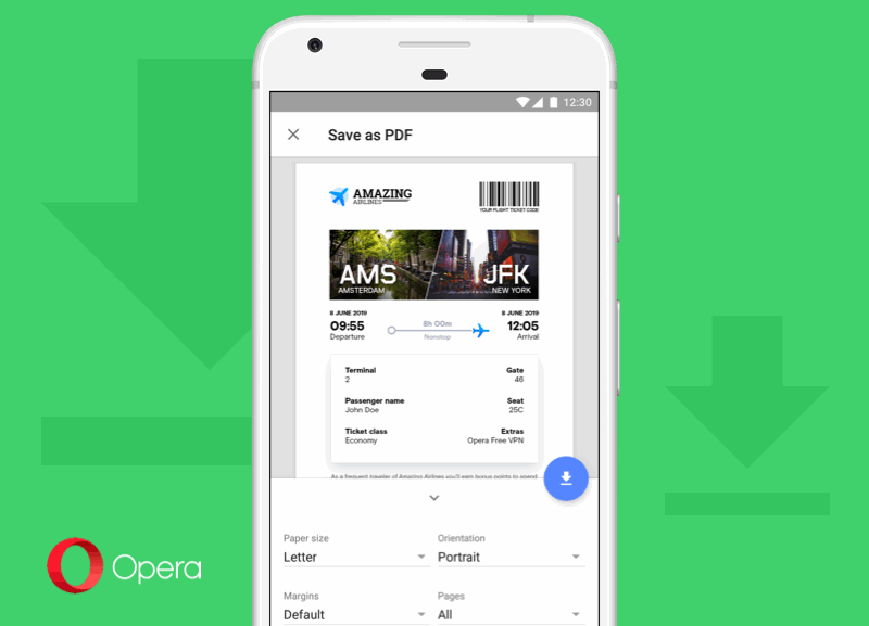 Opera 52 для Android: сохранение веб-страниц в PDF и прочие мелкие улучшения