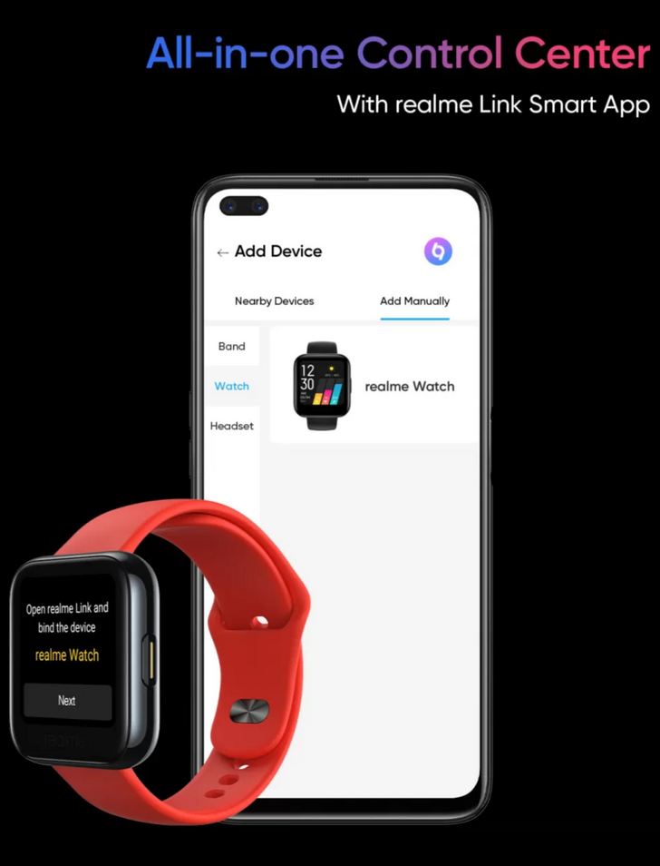 Realme Watch. Первые умные часы этой компании официально: 1.4-дюймовый дисплей, датчик SpO2 и водонепроницаемый корпус за $52