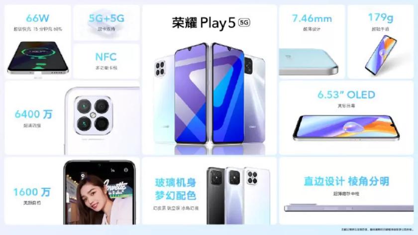 Honor Play 5. Очередной 5G-смартфон среднего класса с процессором MediaTek Dimensity 800U за $320 и выше